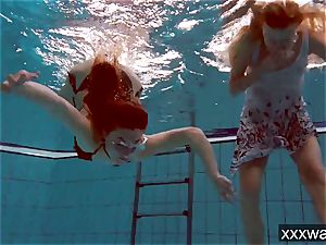 super-steamy Russian ladies swimming in the pool